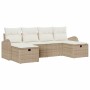 Conjunto de sofá de jardín 6 pcs Beige ratán sintético en Sofás de exterior | Comprar online en Foru.es