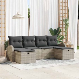 Conjunto de sofá de jardín 6 pcs Gris Claro ratán sintético en Sofás de exterior | Comprar online en Foru.es