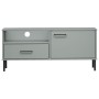 Mueble de TV con patas de metal OSLO madera maciza pino gris de vidaXL, Muebles TV - Ref: Foro24-351022, Precio: 67,77 €, Des...
