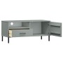 Mueble de TV con patas de metal OSLO madera maciza pino gris de vidaXL, Muebles TV - Ref: Foro24-351022, Precio: 67,77 €, Des...