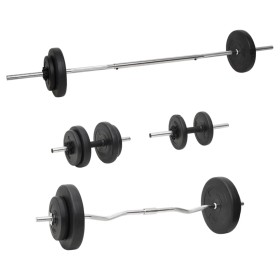 Juego de barras y mancuernas con discos 60 kg de vidaXL, Peso libre - Ref: Foro24-3145027, Precio: 227,83 €, Descuento: %