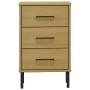 Mesita de noche patas de metal madera maciza pino marrón OSLO de vidaXL, Mesitas de noche - Ref: Foro24-350976, Precio: 59,63...