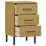 Mesita de noche patas de metal madera maciza pino marrón OSLO de vidaXL, Mesitas de noche - Ref: Foro24-350976, Precio: 59,63...