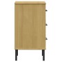 Mesita de noche patas de metal madera maciza pino marrón OSLO de vidaXL, Mesitas de noche - Ref: Foro24-350976, Precio: 59,63...