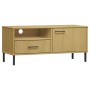 Mueble de TV con patas de metal OSLO madera maciza pino marrón de vidaXL, Muebles TV - Ref: Foro24-351021, Precio: 64,46 €, D...