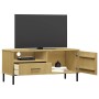 Mueble de TV con patas de metal OSLO madera maciza pino marrón de vidaXL, Muebles TV - Ref: Foro24-351021, Precio: 64,46 €, D...
