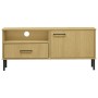 Mueble de TV con patas de metal OSLO madera maciza pino marrón de vidaXL, Muebles TV - Ref: Foro24-351021, Precio: 64,46 €, D...