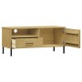 Mueble de TV con patas de metal OSLO madera maciza pino marrón de vidaXL, Muebles TV - Ref: Foro24-351021, Precio: 64,46 €, D...