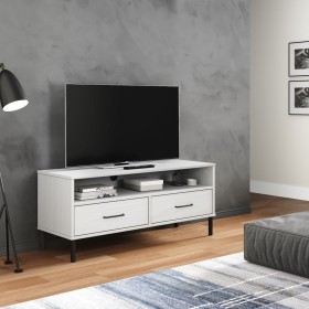 Mueble de TV con patas de metal OSLO madera maciza pino blanco de vidaXL, Muebles TV - Ref: Foro24-351026, Precio: 72,27 €, D...