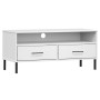 Mueble de TV con patas de metal OSLO madera maciza pino blanco de vidaXL, Muebles TV - Ref: Foro24-351026, Precio: 72,27 €, D...