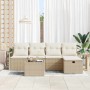 Conjunto de sofá de jardín con cojín 6 pcs Beige Poliratán en Sofás de exterior | Comprar online en Foru.es