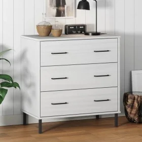 Aparador con 3 cajones OSLO madera maciza blanco 77x40x79,5 cm de vidaXL, Cajoneras - Ref: Foro24-350981, Precio: 153,05 €, D...