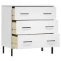 Aparador con 3 cajones OSLO madera maciza blanco 77x40x79,5 cm de vidaXL, Cajoneras - Ref: Foro24-350981, Precio: 153,05 €, D...