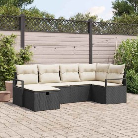 Conjunto de sofá de jardín 6 pcs Negro ratán sintético en Sofás de exterior | Comprar online en Foru.es