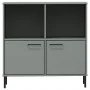 Librería patas de metal OSLO madera maciza gris 90x35x90,5 cm de vidaXL, Librerías y estanterías - Ref: Foro24-351016, Precio...