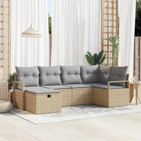 Conjunto de sofá de jardín 6 pcs Beige ratán sintético en Sofás de exterior | Comprar online en Foru.es