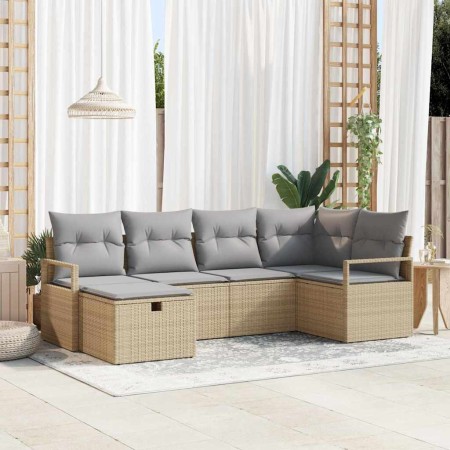 Conjunto de sofá de jardín 6 pcs Beige ratán sintético en Sofás de exterior | Comprar online en Foru.es