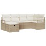 Conjunto de sofá de jardín con cojín 6 pcs Beige Poliratán en Sofás de exterior | Comprar online en Foru.es