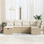 Conjunto de sofá de jardín con cojín 6 pcs Beige Poliratán en Sofás de exterior | Comprar online en Foru.es