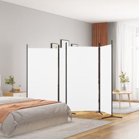 Biombo divisor de 4 paneles de tela blanco 346x180 cm de vidaXL, Divisores de ambientes - Ref: Foro24-350262, Precio: 47,69 €...