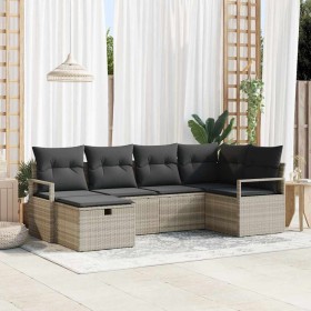 Conjunto de sofá de jardín 6 pcs Gris Claro ratán sintético en Sofás de exterior | Comprar online en Foru.es