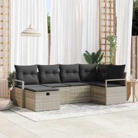 Conjunto de sofá de jardín 6 pcs Gris Claro ratán sintético en Sofás de exterior | Comprar online en Foru.es