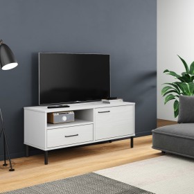Mueble de TV con patas de metal OSLO madera maciza pino blanco de vidaXL, Muebles TV - Ref: Foro24-351023, Precio: 67,99 €, D...