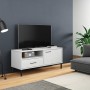 Mueble de TV con patas de metal OSLO madera maciza pino blanco de vidaXL, Muebles TV - Ref: Foro24-351023, Precio: 67,99 €, D...