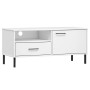 Mueble de TV con patas de metal OSLO madera maciza pino blanco de vidaXL, Muebles TV - Ref: Foro24-351023, Precio: 67,99 €, D...