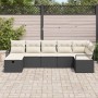 Conjunto de sofá de jardín con cojín 7 pcs Negro Poliratán en Sofás de exterior | Comprar online en Foru.es
