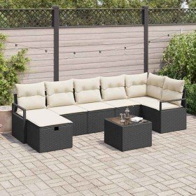Conjunto de sofá de jardín con cojín 8 pcs Negro Poliratán en Sofás de exterior | Comprar online en Foru.es