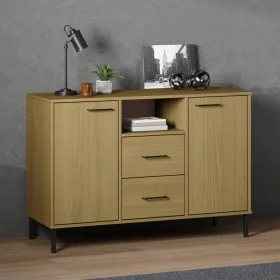 Zapatero patas de metal OSLO madera maciza marrón 113x40x77 cm de vidaXL, Aparadores - Ref: Foro24-351018, Precio: 104,96 €, ...