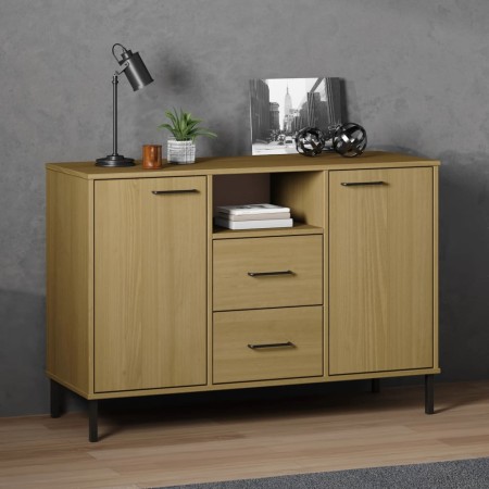 Zapatero patas de metal OSLO madera maciza marrón 113x40x77 cm de vidaXL, Aparadores - Ref: Foro24-351018, Precio: 106,09 €, ...