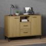 Zapatero patas de metal OSLO madera maciza marrón 113x40x77 cm de vidaXL, Aparadores - Ref: Foro24-351018, Precio: 106,09 €, ...