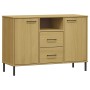 Zapatero patas de metal OSLO madera maciza marrón 113x40x77 cm de vidaXL, Aparadores - Ref: Foro24-351018, Precio: 106,09 €, ...