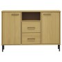 Zapatero patas de metal OSLO madera maciza marrón 113x40x77 cm de vidaXL, Aparadores - Ref: Foro24-351018, Precio: 106,09 €, ...
