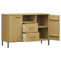 Zapatero patas de metal OSLO madera maciza marrón 113x40x77 cm de vidaXL, Aparadores - Ref: Foro24-351018, Precio: 106,09 €, ...