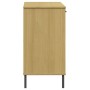 Zapatero patas de metal OSLO madera maciza marrón 113x40x77 cm de vidaXL, Aparadores - Ref: Foro24-351018, Precio: 106,09 €, ...