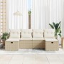 Conjunto de sofá de jardín con cojín 6 pcs Beige Poliratán en Sofás de exterior | Comprar online en Foru.es