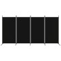 Biombo divisor de 4 paneles de tela negro 346x180 cm de vidaXL, Divisores de ambientes - Ref: Foro24-350265, Precio: 47,69 €,...