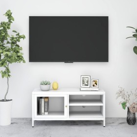 Mueble para el televisor acero y vidrio blanco 90x30x44 cm en Muebles TV | Comprar online en Foru.es