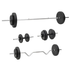Juego de barras y mancuernas con discos 60 kg de vidaXL, Peso libre - Ref: Foro24-3145028, Precio: 214,96 €, Descuento: %