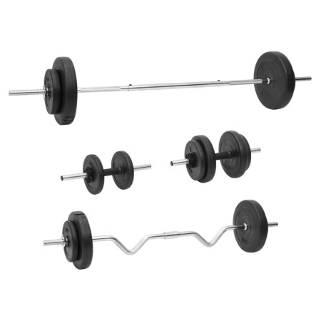 Juego de barras y mancuernas con discos 60 kg de vidaXL, Peso libre - Ref: Foro24-3145028, Precio: 214,96 €, Descuento: %
