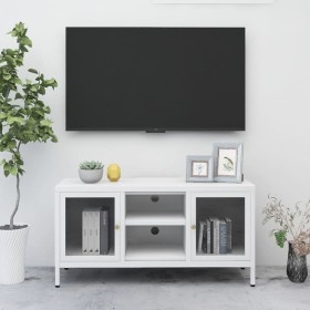 Mueble para el televisor acero y vidrio blanco 105x35x52 cm en Muebles TV | Comprar online en Foru.es