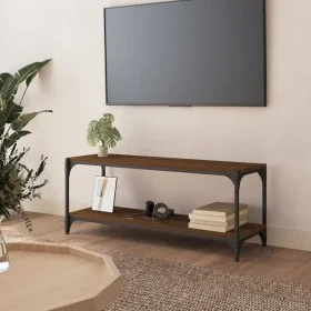 Mueble para TV contrachapada y acero roble marrón 100x33x41 cm de vidaXL, Muebles TV - Ref: Foro24-819351, Precio: 50,66 €, D...