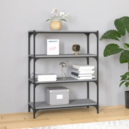 Estantería contrachapada y acero gris Sonoma 80x33x100 cm de vidaXL, Librerías y estanterías - Ref: Foro24-819345, Precio: 57...