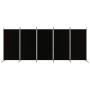 Biombo divisor de 5 paneles de tela negro 433x180 cm de vidaXL, Divisores de ambientes - Ref: Foro24-350269, Precio: 60,85 €,...