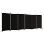 Biombo divisor de 6 paneles de tela negro 520x180 cm de vidaXL, Divisores de ambientes - Ref: Foro24-350273, Precio: 70,51 €,...