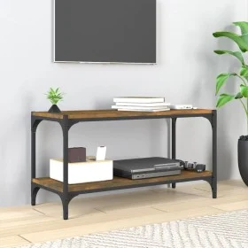 Mueble para TV contrachapada y acero roble ahumado 80x33x41 cm de vidaXL, Muebles TV - Ref: Foro24-819334, Precio: 44,13 €, D...
