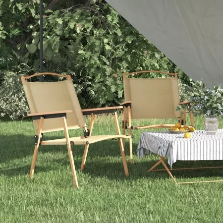 Sillas de camping 2 uds tela Oxford beige 54x55x78 cm de vidaXL, Sillas de jardín - Ref: Foro24-319484, Precio: 105,51 €, Des...